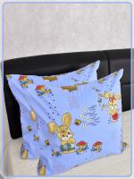 Детские наволочки Ивановская бязь Зайчики с корзинкой вид 2 голубой 2 шт.